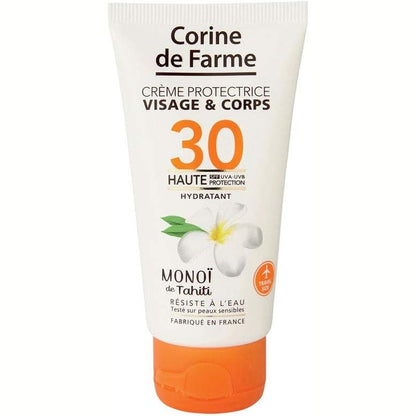 318849 - CORINE DE FARME - Krem Mbrojtës për Fytyrën dhe Trupin SPF50 - 50ml - Mbrojtje e Lartë nga Rrezet UVA dhe UVB - me Vaj Monoi Tahitian - Rezistent ndaj Ujit - Prodhuar në Francë