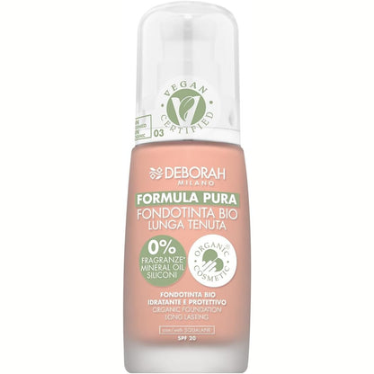 297191 - DEBORAH Fondatinë organike afatgjatë Pure Formula, Nr. 03 Kajsi, 30ml, SPF20