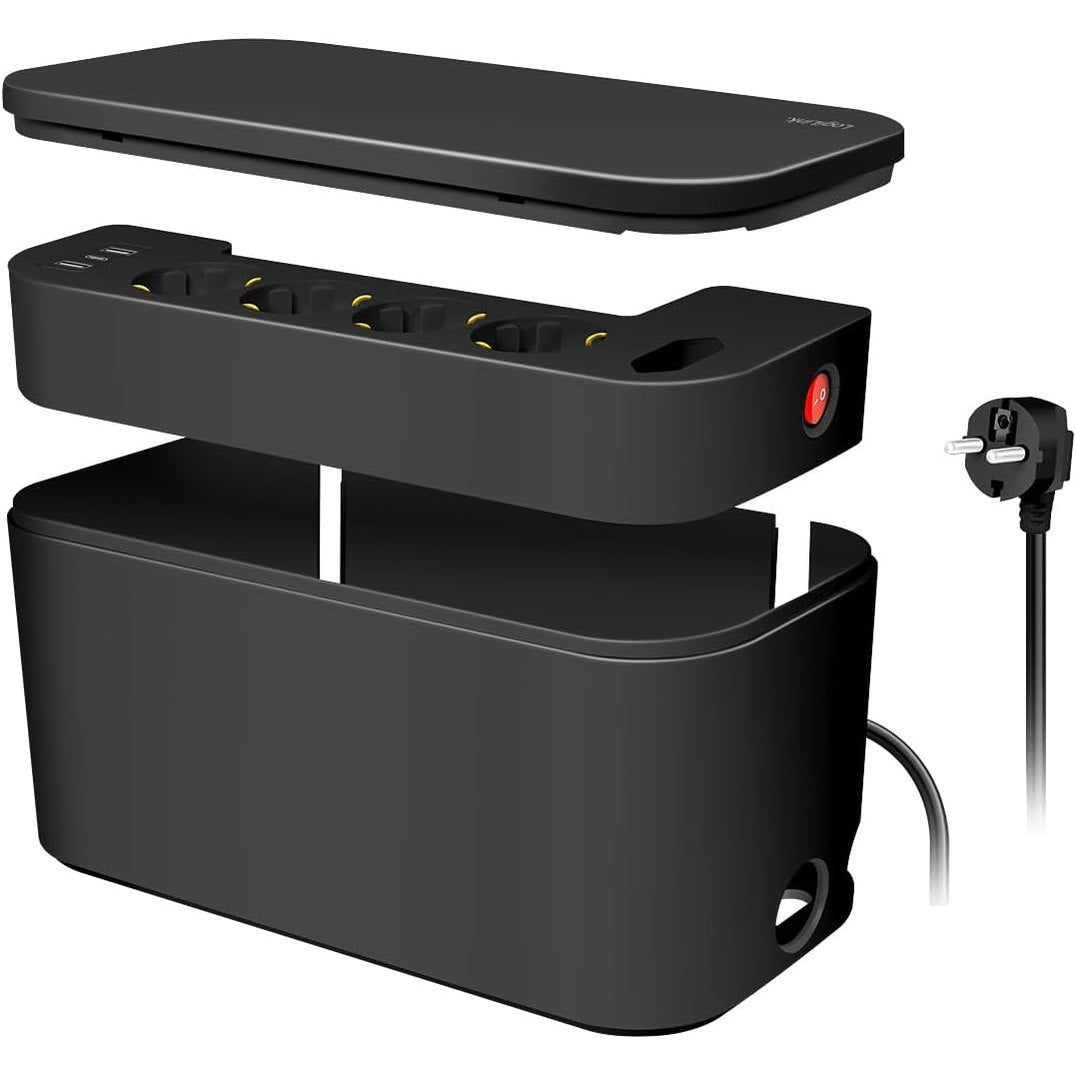 266619 - LogiLink LPS282U - Kuti kabllosh me shirit rryme 5-kahësh duke përfshirë 3 USB, ngjyra: e zezë