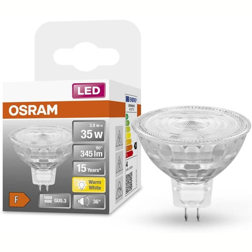 216760 - OSRAM Llambë LED Star Reflector, GU5.3, xham transparent, e bardhë e ngrohtë (2700K), 345 lumen, zëvendësim për llambat 35W, pa errësim