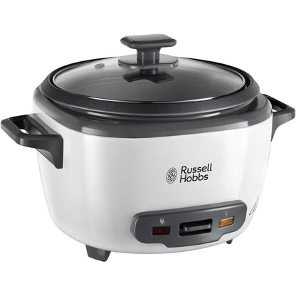 221500 - RUSSELL HOBBS Tenxhere e Madhe për Oriz - deri në 14 racione, shportë avullimi, filxhan matës, lugë, 500 W, e bardhë