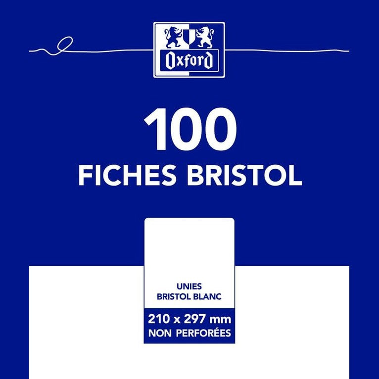 296312 - OXFORD KARTELA INDeksi A4 TË THJESHTA, 100 KARTELA INDeksi TË BARDHA NË FILM
