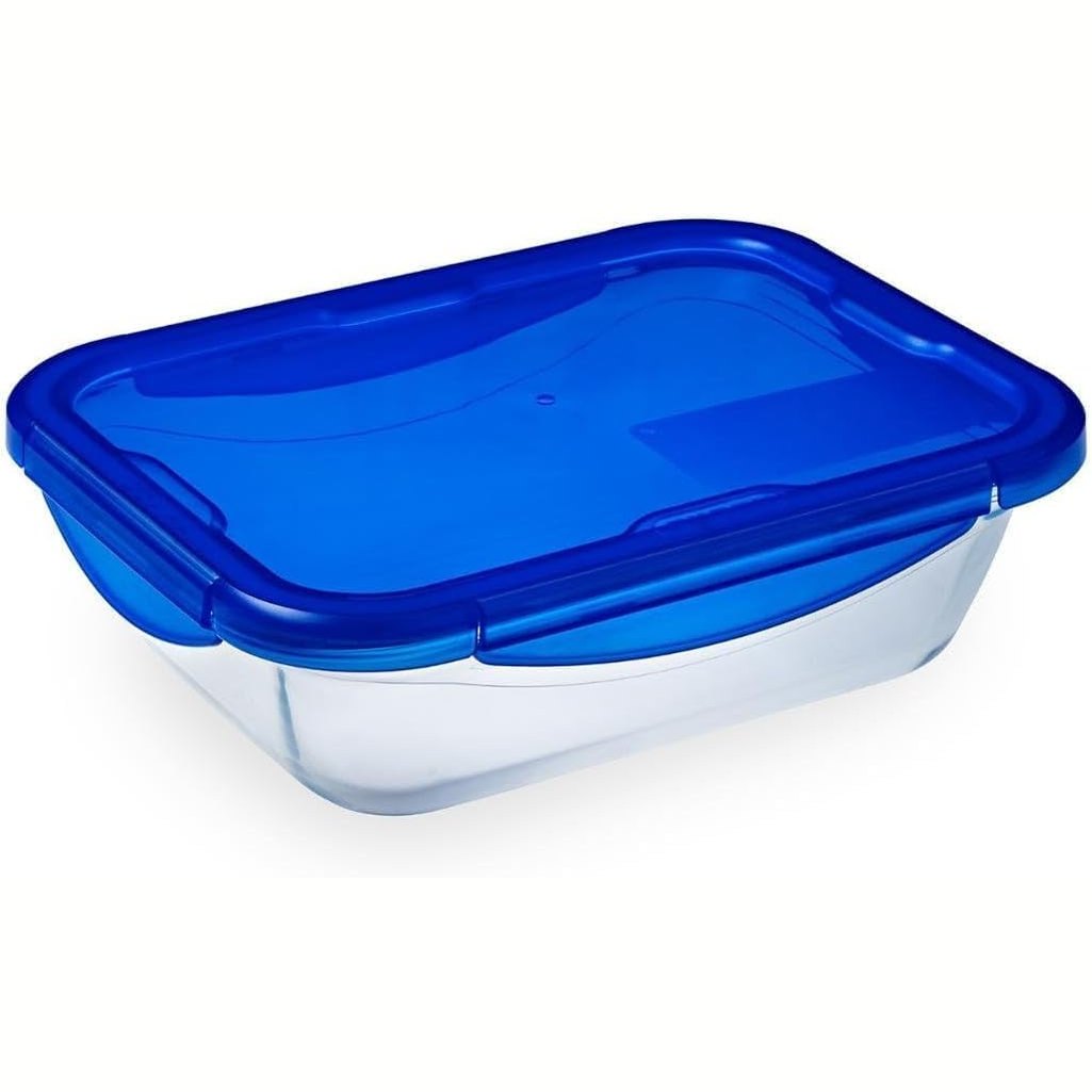 219881 - DAJAR Cook & Go Enë qelqi me kapak 0.8L, qelqi blu/transparente, 20.6 x 15.5 x 5.9 cm, 2.21 cm