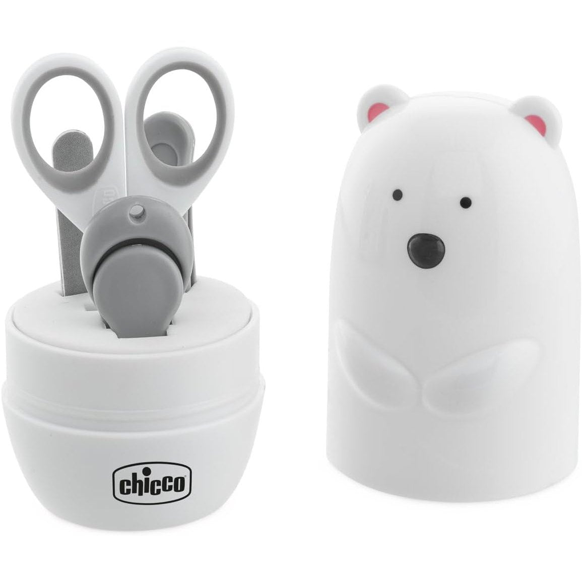 301209 - CHICCO Set manikyrësh për fëmijë Ariu Polar | I përbërë nga gërshërë, prerëse thonjsh, piskatore dhe limë thonjsh.