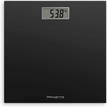 294276 - ROWENTA - Peshore Dixhitale Banjo BS1400 Premiss prej Qelqi të Temperuar, 30x30 cm, Maksimumi 150 kg, Ultra e Hollë, Graduacion Preciz Çdo 100 g, Funksione Inteligjente, Ekran i Madh