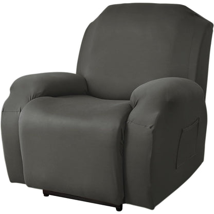 200723 - FANSU Mbulesa Elastike për Karrige 1 Vend, me Xhepa, Materiali i Shtresës, Antracit, Mbrojtëse për Mobilje në Dhomën e Ndenjes