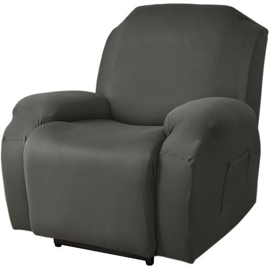 200723 - FANSU Mbulesa Elastike për Karrige 1 Vend, me Xhepa, Materiali i Shtresës, Antracit, Mbrojtëse për Mobilje në Dhomën e Ndenjes