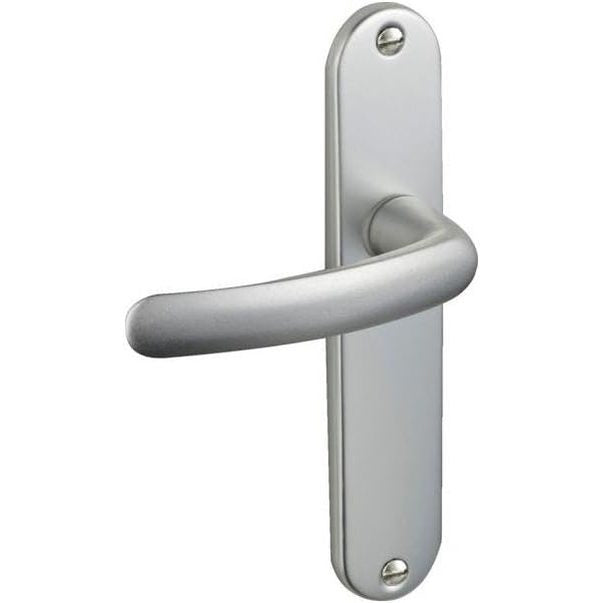 294354 - VACHTTE - Set dorezash dere në pllakë të vogël të pasme - Version me kyçje për dyer tualeti/banjoje, hapësirë vrimash 165 mm - Sistem instalimi i lehtë - Alumini i qëndrueshëm - Ngjyrë argjendi