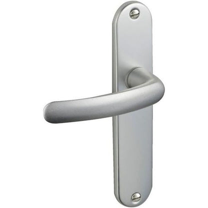 294354 - VACHTTE - Set dorezash dere në pllakë të vogël të pasme - Version me kyçje për dyer tualeti/banjoje, hapësirë vrimash 165 mm - Sistem instalimi i lehtë - Alumini i qëndrueshëm - Ngjyrë argjendi