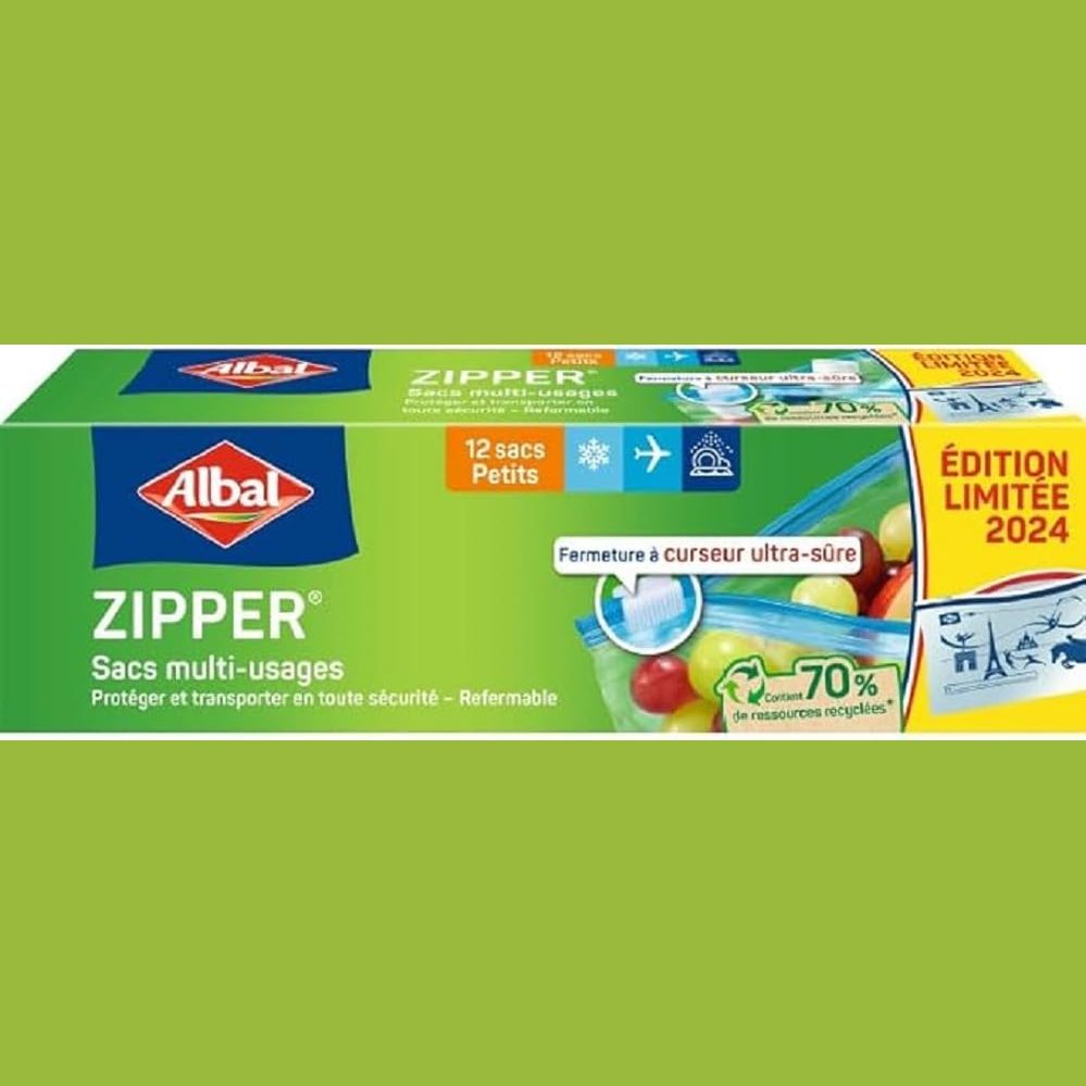322158 - ALBAL 12 Qese me Zinxhir Shumëpërdorimëshe, Madhësi e Vogël 1L, Mbyllje me Zinxhir, Të Ripërdorshme