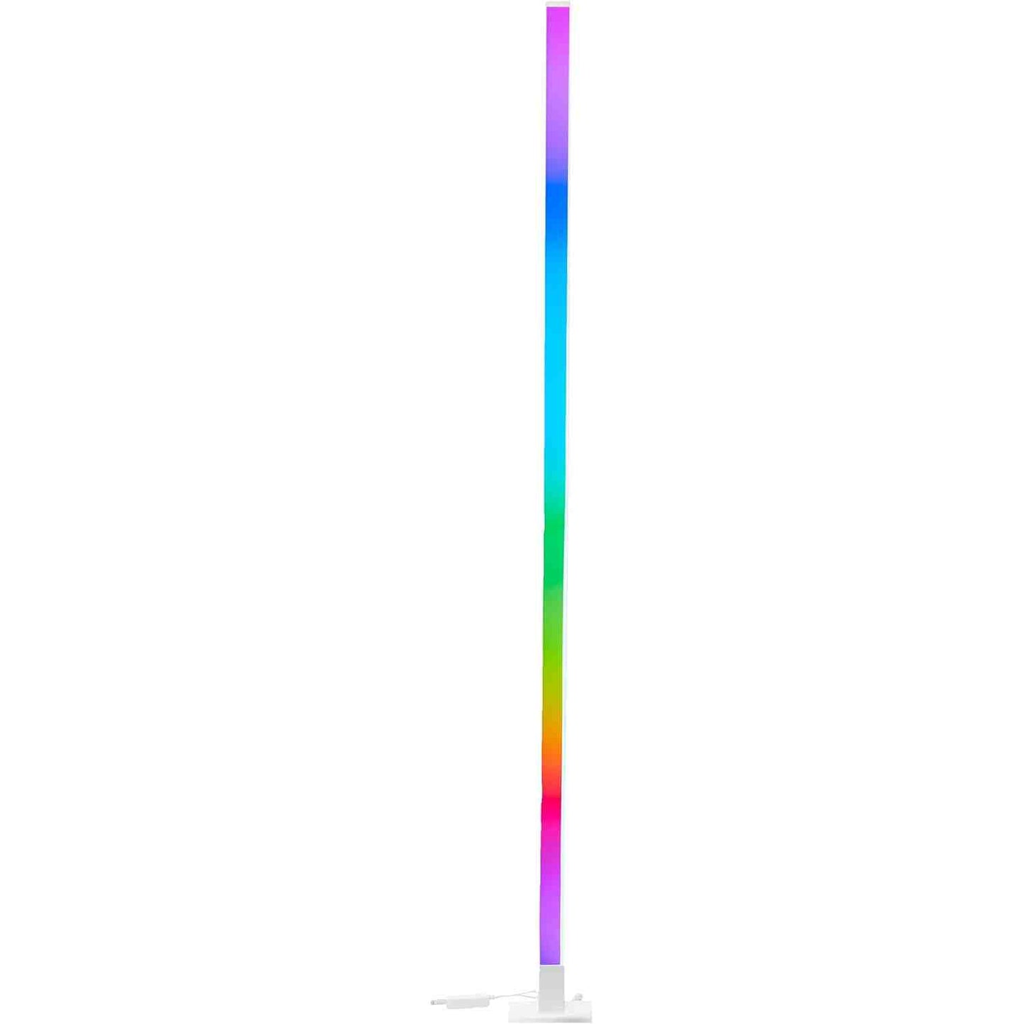 251755 - LLAMBË DYSHEMEJE LED RGB e Shkëlqyer, lartësi 150 cm, rregullim errësimi, sensor muzike, telekomandë, dritë RGB, maks. 125 lm, alumini/plastik, e bardhë