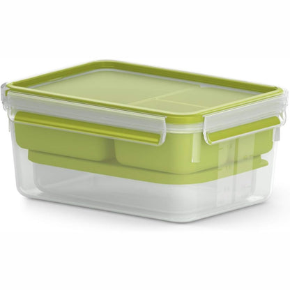 262554 - EMSA Kutia e drekës Clip & Go, 2.2 L, kuti dreke me 3 futje, 100% e papërshkueshme nga rrjedhjet, me vulë freskie, transparente, jeshile e çelët, e prodhuar në Gjermani, N10716