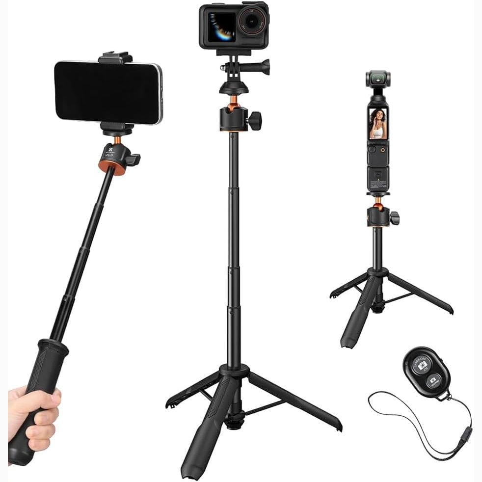 320262 - K&F CONCEPT Tripod për Selfie MS11, 60 cm, Shkop Selfie me Telekomandë, Mini Tripod i Kompatibël me iPhone/Samsung/DJI Osmo