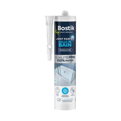 322707 - BOSTIK Perfect Sealant për Banjo – Izolon të Gjitha Materialet – I Trajtuar Kundër Mykut – Qëndrueshmëri e Gjatë – Formulë 100% Silikon – Ngjyra: Transparente – 280 ml