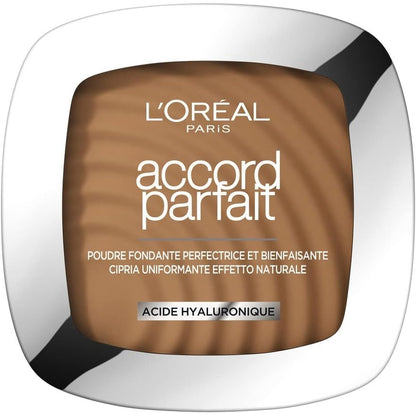 318505 - L'ORÉAL PARIS - Pudër përsosëse që shkrin - I pasuruar me pigmente minerale dhe acid hialuronik - Të gjitha llojet e lëkurës - Përputhje perfekte - Nuanca: Kapuçino e Artë (8.D) - 9 g