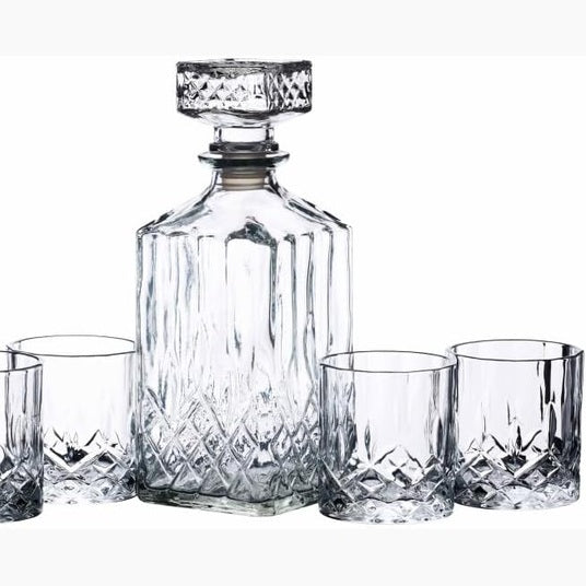 214299 - BARCRAFT Set Dhurate për Dekanter Uiski 900ml me 4 Gota, 26 x 10 x 24cm