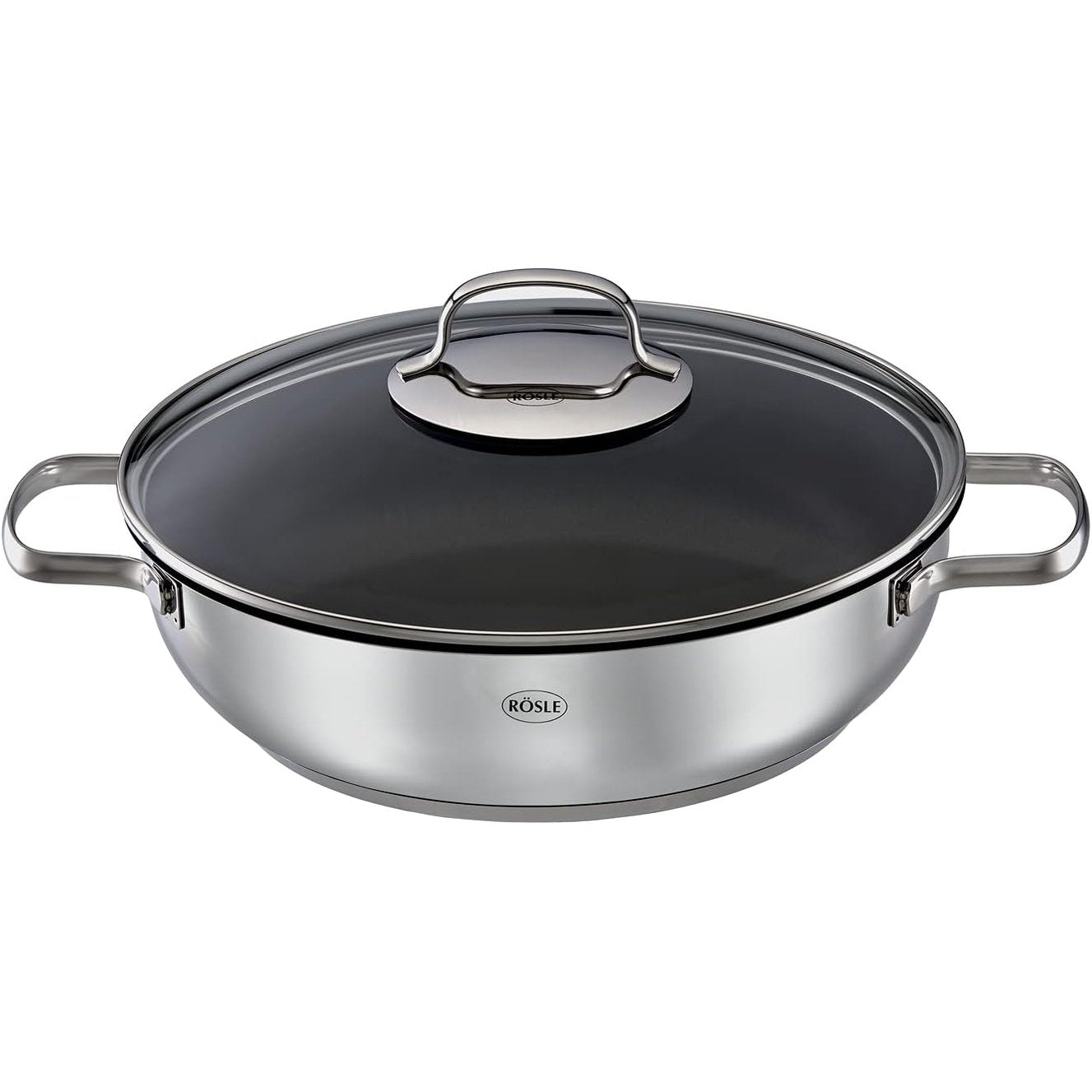 245760 - RÖSLE ELEGANCE Tigan servirjeje, 28 x 28 x 20 cm, çelik inox 18/10, me shtresë jo-ngjitëse ProPlex, i pajtueshëm me induksion, i sigurt për lavastovilje