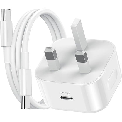 190002 - WEISHIP Karikues dhe Prizë për iPad, Karikues USB C 20W me Kabëll 1M, Adaptor Karikimi i Shpejtë në Mur Tip-C, e Pajtueshme me iPad Pro 12.9/11 Inç, iPad Air 5/4, iPad Mini 6 Gen, Samsung Galaxy S23