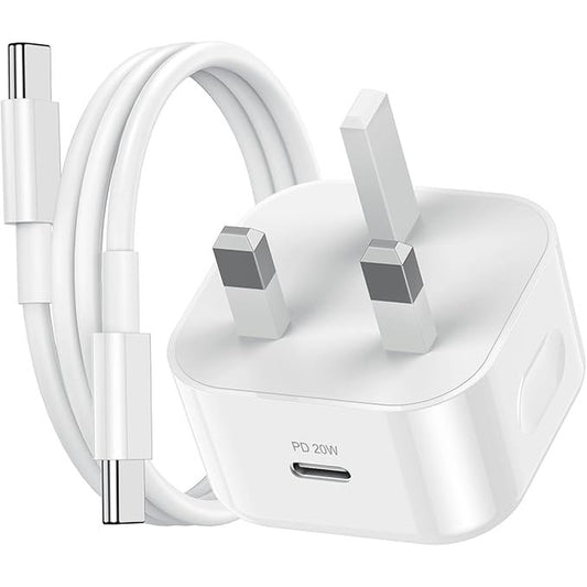 190002 - WEISHIP Karikues dhe Prizë për iPad, Karikues USB C 20W me Kabëll 1M, Adaptor Karikimi i Shpejtë në Mur Tip-C, e Pajtueshme me iPad Pro 12.9/11 Inç, iPad Air 5/4, iPad Mini 6 Gen, Samsung Galaxy S23