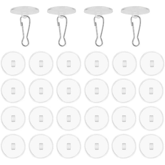 164019 - VBNZBK - Set 30 Grepa Vetëngjitëse Transparente për Tavan, pa Shpim, me Kapëse për Shtylla Flamuri, Përdorim i Gjerë në Dhomë Gjumi, Banjo, Kuzhinë dhe Competim Karnevalor