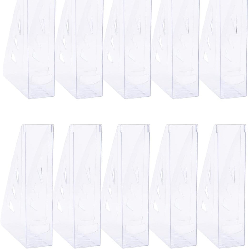 295851 - PRODUKTE ZYRTARE Dosje revistash A4, 10 copë, transparente, plastikë e fortë, organizues tavoline për revista