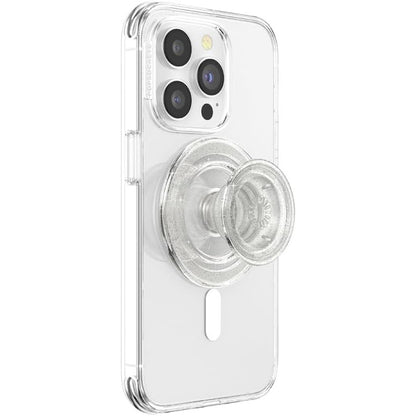 268581 - PopSockets PopGrip Round për MagSafe, Unazë Adaptori për MagSafe, Mbështetëse dhe Dorezë për Telefona, Shkëlqim Transparent