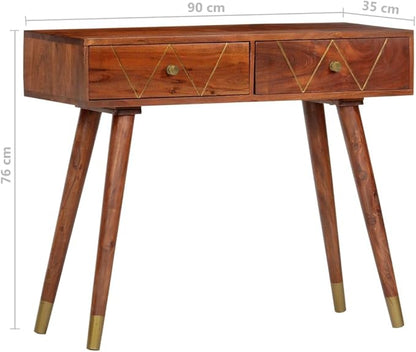 244901 - vidaXL Tavolinë Konsolë prej Druri Masiv Akacie me 2 Sirtarë 90x35x76 cm