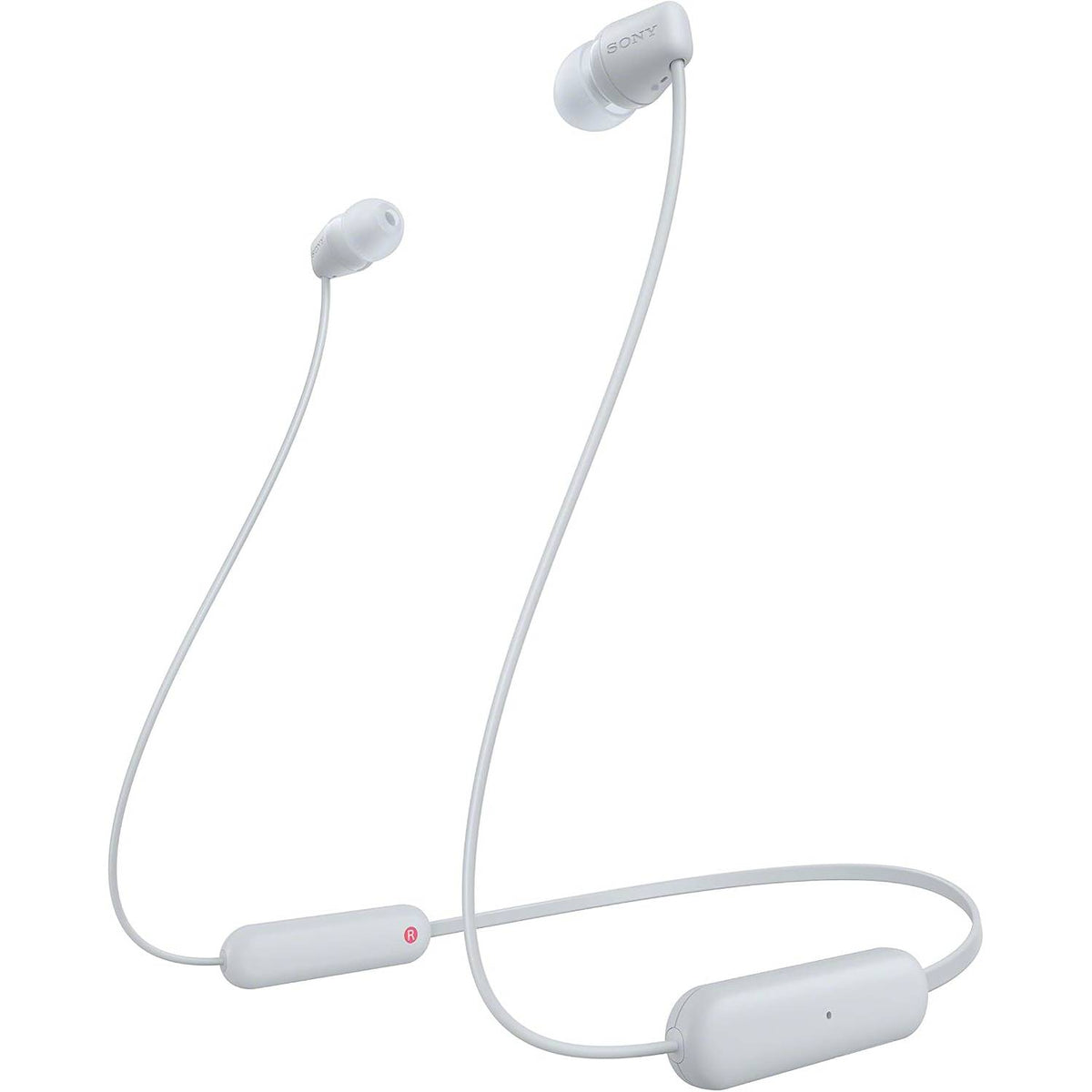 295223 - SONY WI-C100 - Kufje pa tel Bluetooth, Deri në 25 orë jetëgjatësi baterie, Mikrofon i integruar për thirrje telefonike, I pajtueshëm me asistentin zanor (i bardhë)
