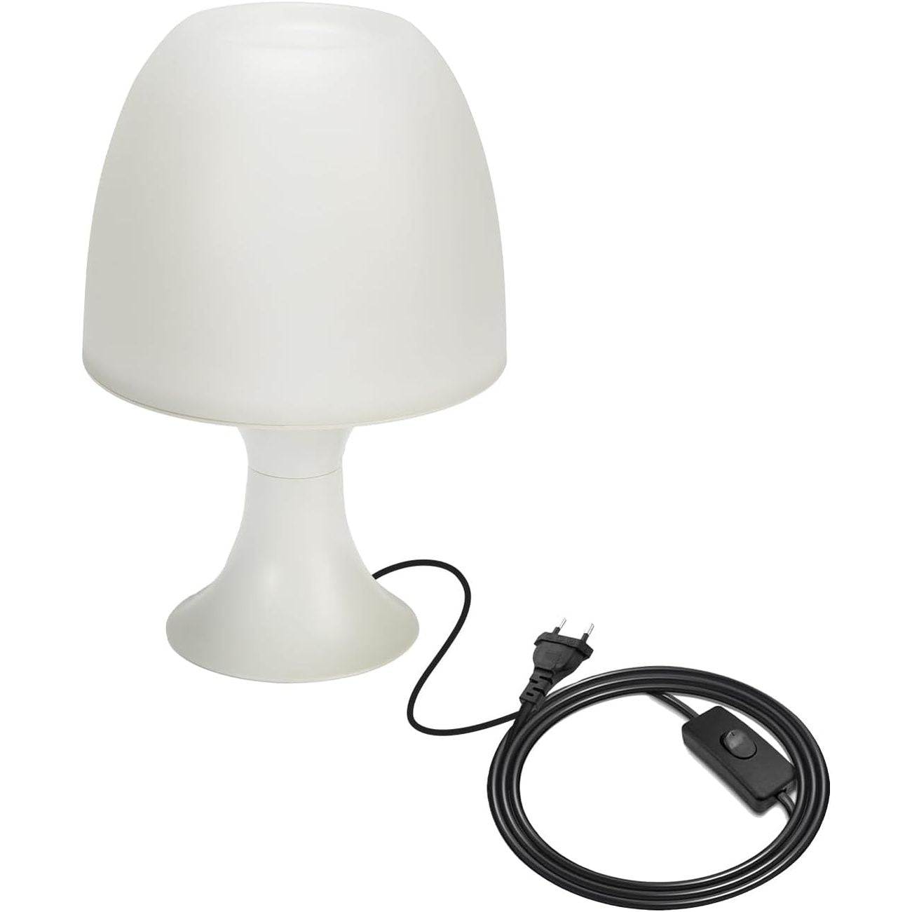 188254 - VELAMP - Llambë Tavoline Mushroom, Dizajn Modern dhe Elegant, me Llambë E14, Kornizë e Bardhë Plastike