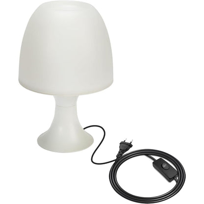 188254 - VELAMP - Llambë Tavoline Mushroom, Dizajn Modern dhe Elegant, me Llambë E14, Kornizë e Bardhë Plastike