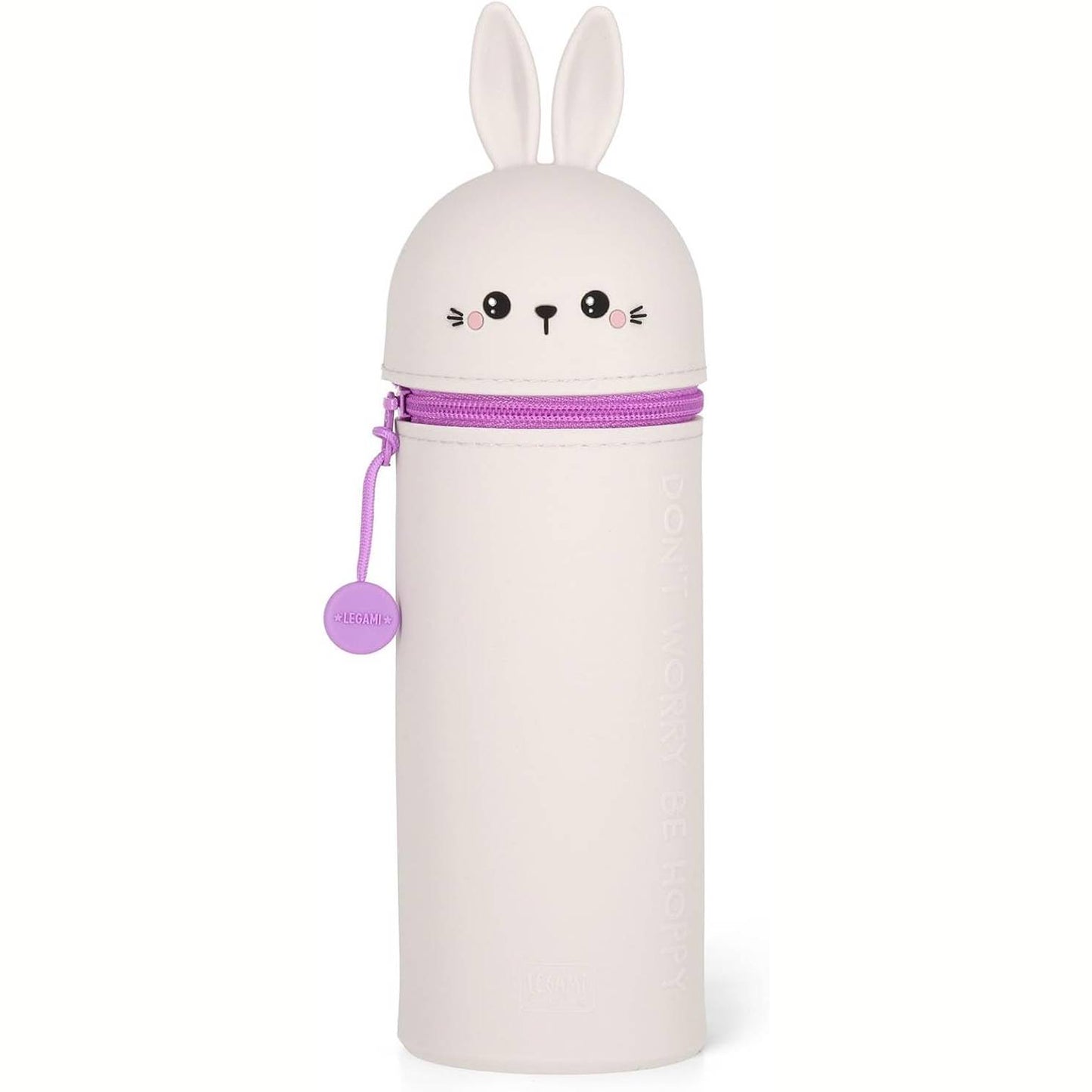 224464 - LEGAMI Çantë e butë silikoni 2-në-1, Çantë shkolle Kawaii Giraffe, Mbajtëse lapsash tavoline, Me zinxhir, Lartësia 18.5 cm, Lepurush