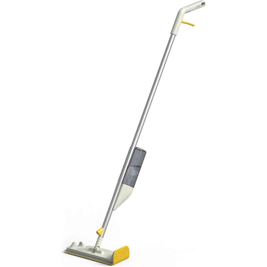 208422 - JOSEPH JOSEPH Mop me Sperkatje CleanTech 2-në-1, Sfungjer Pastrimi Mikrofibre të Lajet, Pastrues Njollash, Këmbëz me Tërheqje të Lehtë, Shishe e Mbushshme, Material Gurë i Lehtë