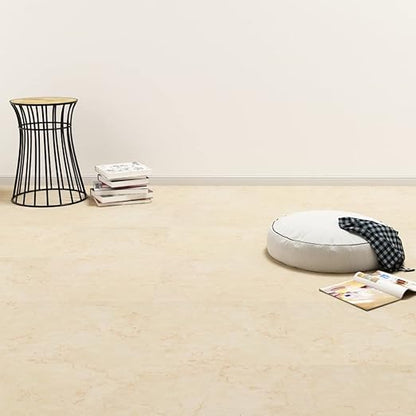 141943 - vidaXL Pllaka vetëngjitëse për dysheme PVC, bezhë, 5.11 m², rezistente ndaj ujit dhe flakës, 30.5 × 30.5 cm, set me 55 copë