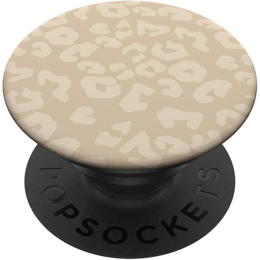 189883 - POPSOCKETS PopGrip me Print Leopardi Ngjyrë Bezhë Pastel dhe Gepard, Ngjitës i Lëvizshëm për Telefona