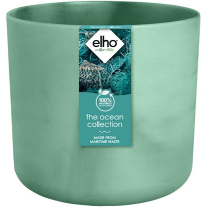 263650 - ELHO Vazo lulesh The Ocean Collection e rrumbullakët 18 cm - E bërë nga mbetje detare - 100% materiale të ricikluara - Jeshile/Jeshile e Paqësorit