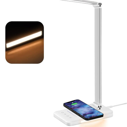 250756 - LLAMBË Tavoline LED, 10 W, 1200 Lux, me karikues Qi pa tel, funksion memorieje, 6000 K