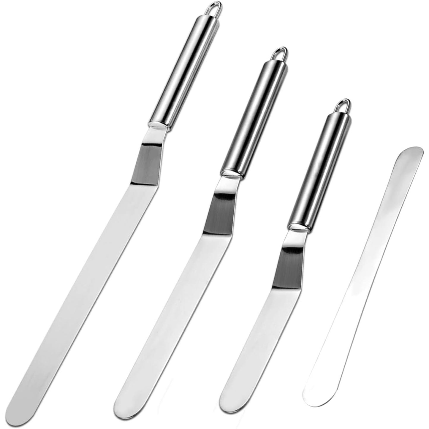 258134 - VINABO Set me 4 Spatula Kuzhine, Spatula të Kënduara prej Çeliku Inoks për Glazurë