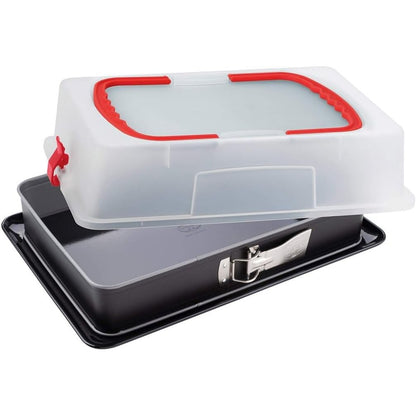 245360 - DR. OETKER Tavë drejtkëndëshe me bazë servirjeje dhe mbulesë 43.5 x 29.5 x 10.5 cm, material smalti, veshje jo-ngjitëse
