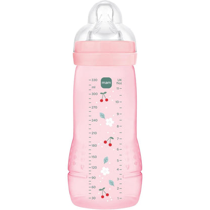 322005 - MAM Shishe Easy Active për foshnje, 6+ muajsh, Thithë me rrjedhje ekstra të shpejtë, Kapacitet 330 ml, Ngjyrë kokrra të kuqe