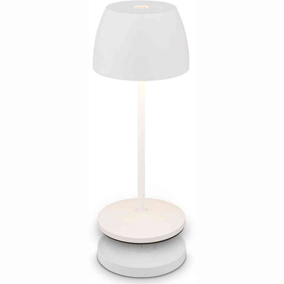 195576 - BRILONER - Llambë Tavoline Mini LED, Pa Tel, 8x20.5 cm, IP44, Batteria Dhe Burimi i Dritës Të Zëvendësueshëm, Me Stacion Karikimi, Errësues i Vazhdueshëm, Njësi e Përshtatshme për Restorant, E Bardhë