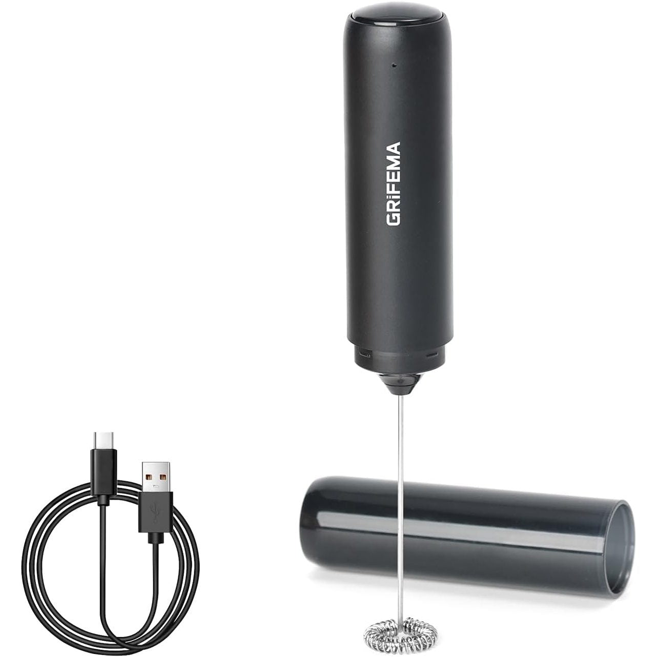 248194 - SHKUMËZUES QUMËSHTI GRIFEMA ME USB, i rikarikueshëm, elektrik, 13000 RPM, ergonomik, i lehtë për t’u pastruar, mini shkumëzues për kapuçino, kafe, Matcha