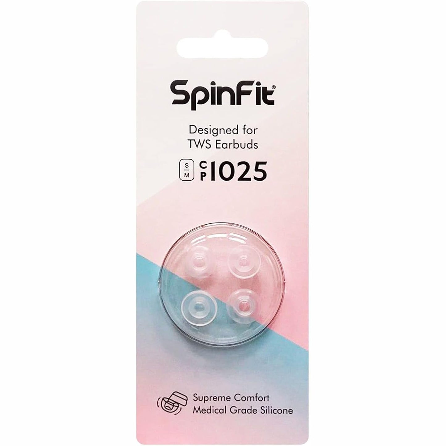 268770 - SpinFit CP1025 për kufje True Wireless, M/S, maja veshësh zëvendësuese prej silikoni (2 palë), për diametër të grykës prej 4–5.5 mm