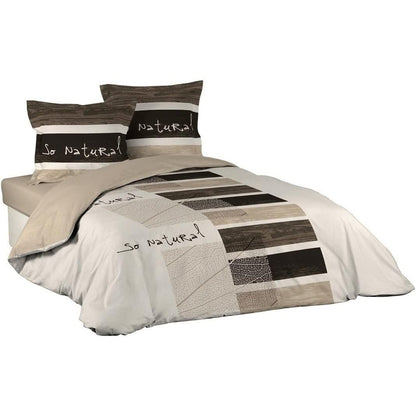217765 - Set çarçafësh me 3 pjesë (240 x 220 cm) Kafe Natyrale, 100% Pambuk