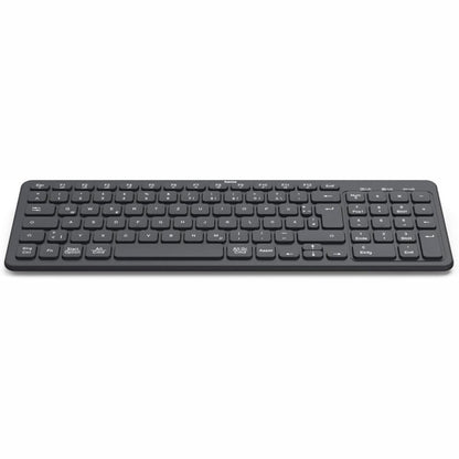 268527 - HAMA Tastierë pa tel Bluetooth për PC, Smartphone, Tablet, e zezë, Lidhje e qëndrueshme, me bateri, Taste të qeta, Taste multimediale, Paraqitje gjermane QWERTZ