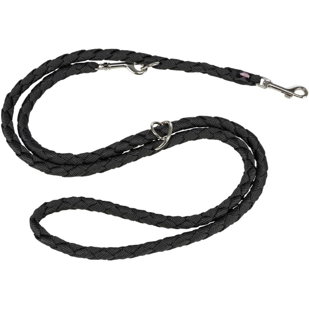 263108 - TRIXIE Cavo V-Leash Lidhëse për Qen S-M, 2.00 m Ø 12 mm, ngjyrë e zezë - lidhëse e rregullueshme për aktivitete në natyrë - për qen të vegjël deri të mesëm - 143501