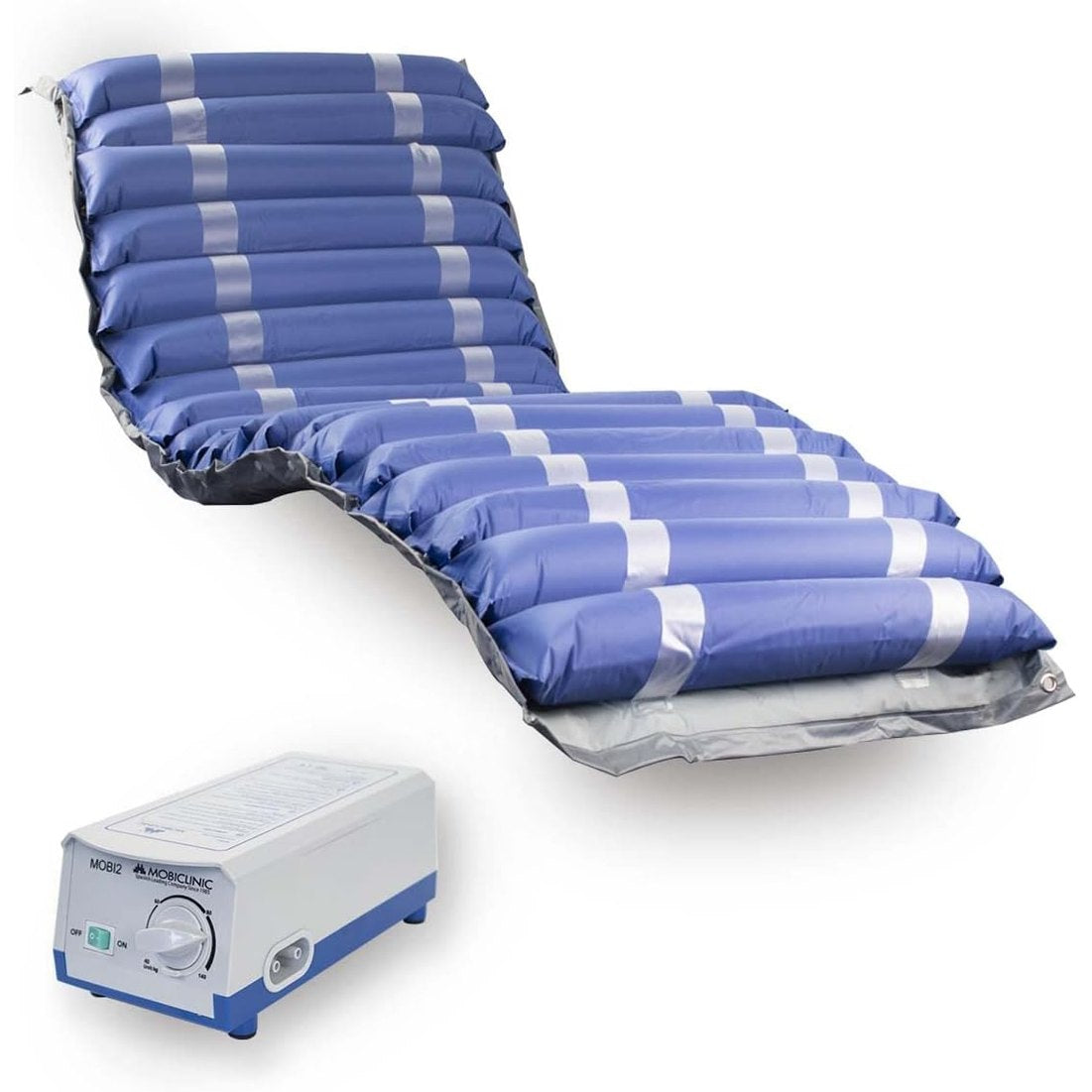 320893 - MOBICLINIC®, Mobi 2, Dyshek anti-dekubitus, motor kompresori, 20 qeliza, najlon PVC, ngjyrë blu