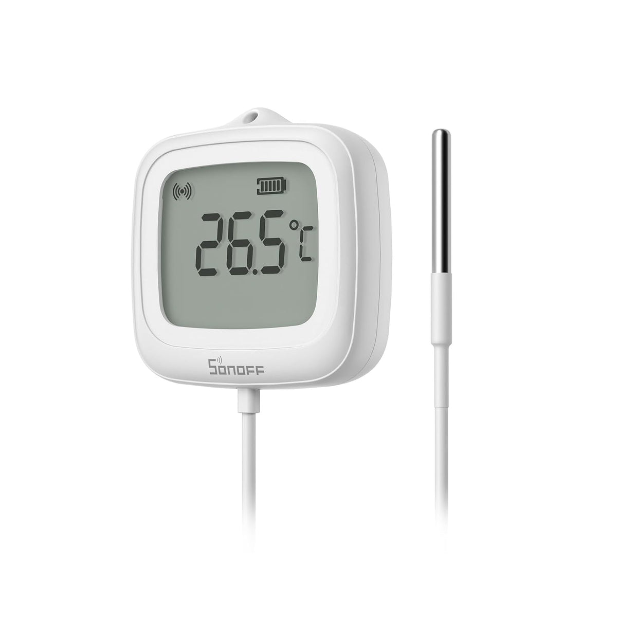 314220 - SONOFF SNZB-02LD Sensor temperature Zigbee i papërshkueshëm nga uji me sondë çeliku inox 1.5 m, ekran LCD, diapazon -40~115C, monitorim me aplikacion, montim magnetik
