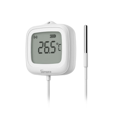 314220 - SONOFF SNZB-02LD Sensor temperature Zigbee i papërshkueshëm nga uji me sondë çeliku inox 1.5 m, ekran LCD, diapazon -40~115C, monitorim me aplikacion, montim magnetik