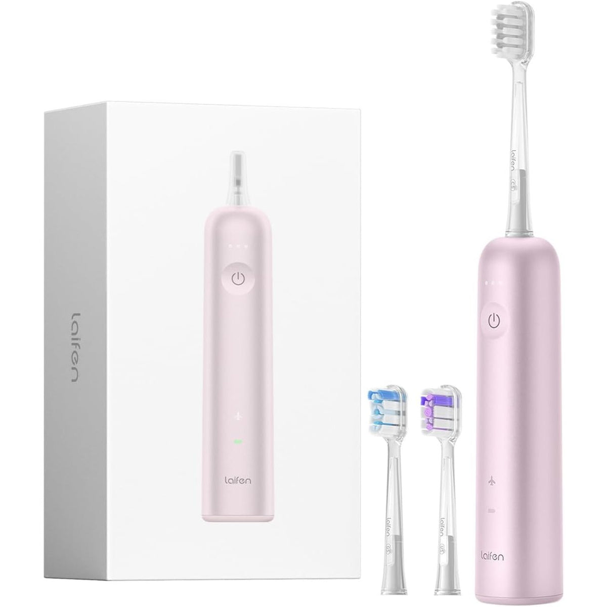 301635 - LAIFEN Furçë dhëmbësh elektrike Wave Pioneer Sonic, 60° lëkundje, 45-ditore jetëgjatësi baterie, 3 koka furçe, IPX7, aliazh alumini rozë