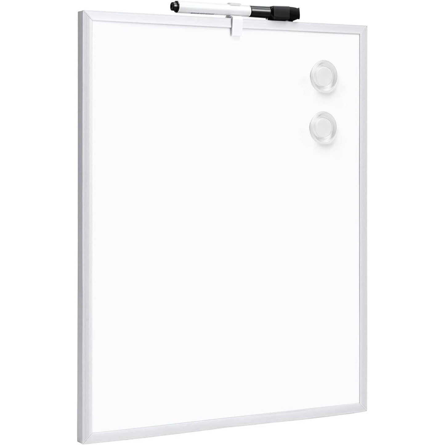 274124 - Amazon Basics Tabelë magnetike e fshirë në mënyrë të thatë me kornizë alumini, për montim në mur vetëngjitës, për shtëpi, zyrë, shkollë, 28cm x 36cm